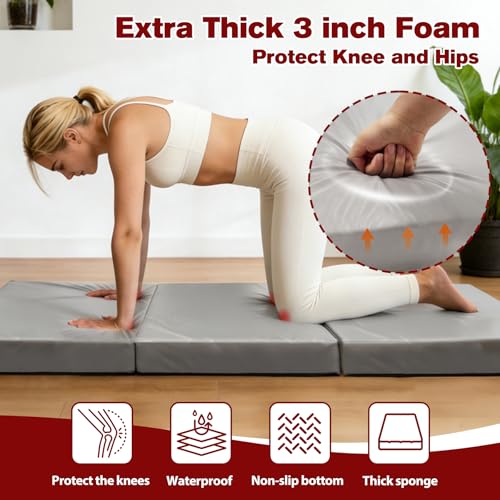 3 Inch Thick Yoga Mat 72 * 32 * 3 inch Extra Thick Exercise Mats Non-Slip Workout Mat for Pilates, Fitness, Gym, Stretching - color: Grey