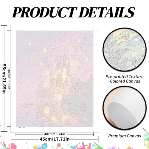 koemhxb Magical Castle Paint by Numbers Kit for Adults, Castle Lanterns Theme, Acrylic Painting on Canvas, DIY Art Set for Beginners, Home Wall Decor Gift 16x20 Inch - color: W020