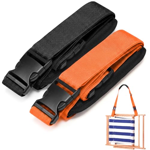 Sanwuta 2 Pcs 조절 가능한 해변 의자 휴대용 스트랩, 검정, 오렌지 - color: 블랙, 오렌지