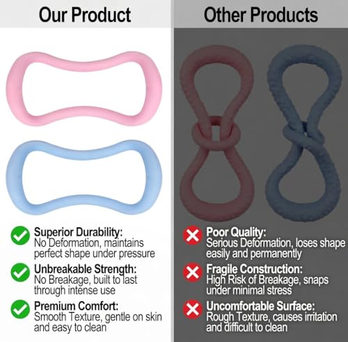 Set of 2 Pilates Ring Yoga Ring Magic Circle with Massage Points | Resistance Magic Circle for Legs Calves Inner Thigh, Soft Resistance, Women Home Workout Pilates Equipment, Pink & Blue