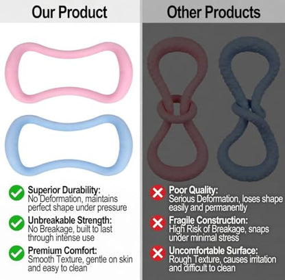 Set of 2 Pilates Ring Yoga Ring Magic Circle with Massage Points | Resistance Magic Circle for Legs Calves Inner Thigh, Soft Resistance, Women Home Workout Pilates Equipment, Pink & Blue