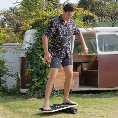 Sportneer Balance Board, 7-Mode Balance Trainer with Roller & Ball - color: Black-Turquoise