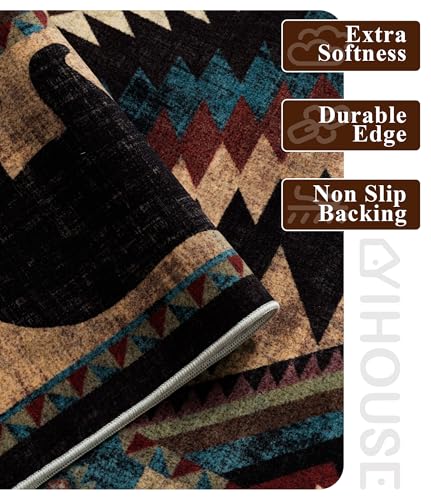 YIHOUSE Washable Western Cabin Area Rugs 4x6 Brown - color: Bear, size: 4'x6' (Rectangular)