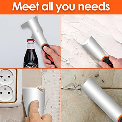 MATEWORK Putty knife,10 Piece Stainless Steel Paint Scraper Tool Set,14" Mud Pan for Repairing Drywall, Removing Wallpaper, Applying Putty, Plaster, Cement, Adhesive | 304 Hardened Stainless Steel, Complete Multi-Size, Rust and Corrosion Resistant, Versat