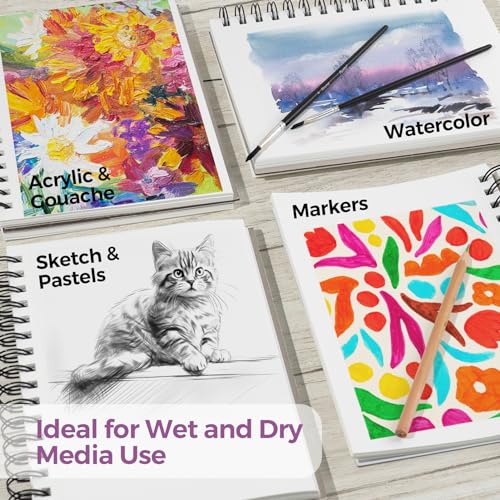 Funto Watercolor Pad 5.5x8.5, 30 Sheets, 140lb/300gsm, Double-Sided Cold Press, Spiral Bound, Heavyweight Paper for Watercolor Painting - color: 5.5x8.5-Purple-1 Pack