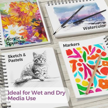 Funto Watercolor Pad 5.5x8.5, 30 Sheets, 140lb/300gsm, Double-Sided Cold Press, Spiral Bound, Heavyweight Paper for Watercolor Painting - color: 5.5x8.5-Purple-1 Pack