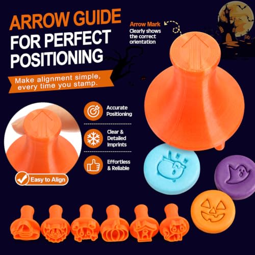 30 Pcs Halloween Pattern Clay Modeling Stamp Set with 72-Character Letter Stamps and Storage Box, Halloween Pattern Stamps for Polymer/Ceramic Clay, Pottery Craft, Cookie and Jewelry Making - style: Halloween