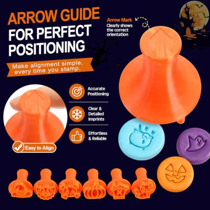 30 Pcs Halloween Pattern Clay Modeling Stamp Set with 72-Character Letter Stamps and Storage Box, Halloween Pattern Stamps for Polymer/Ceramic Clay, Pottery Craft, Cookie and Jewelry Making - style: Halloween