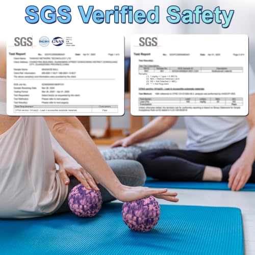 Deep Tissue Massage Ball for Exercise & Recovery - SGS Certification - Targets Back, Shoulder, Legs&Feet - Relieves Muscle Knots, Joint Pain&Tightness, Pressure Point Therapy- Myofascial Release Ball - color: Pink&purple, size: 1-Pack | 5.1-inch