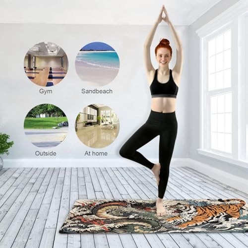 Qilmy Fantasy Mandala Pattern Yoga Mat, Non-Slip Texture Pro Yoga Mat Eco Friendly Exercise & Workout Mat for Yoga, Pilates and Floor Exercises - color: Chinese East Asian Dragon