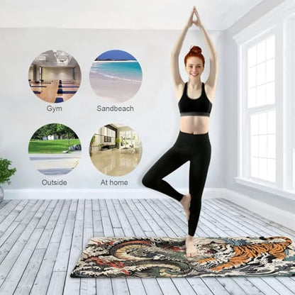 Qilmy Fantasy Mandala Pattern Yoga Mat, Non-Slip Texture Pro Yoga Mat Eco Friendly Exercise & Workout Mat for Yoga, Pilates and Floor Exercises - color: Chinese East Asian Dragon