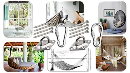 Heavy Duty Hammock Kits & Ceiling Hook Diamond Pad Eye Plates, 304 Stainless Steel & Black Zinc Galvanized Steel Corrosion Resistant, 2, 4 & 8 Packs - color: Silver Diamond Plate Hammock Kit