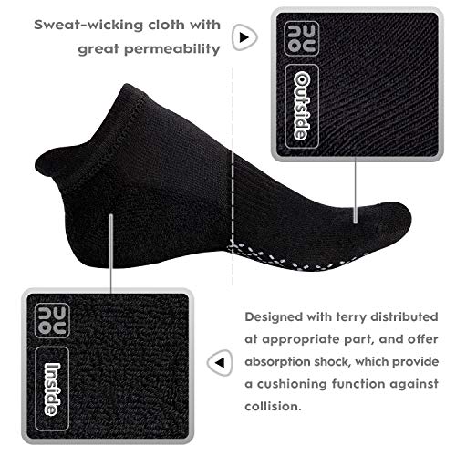 unenow Unisex Non Slip Grip Socks for Yoga Pilates Barre Home & Hospital - color: 4 Pairs-2 Black/Dark Grey/Light Grey, size: Small