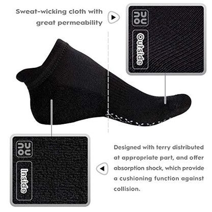 unenow Unisex Non Slip Grip Socks for Yoga Pilates Barre Home & Hospital - color: 4 Pairs-2 Black/Dark Grey/Light Grey, size: Large
