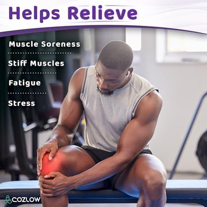 Muscle Roller Stick - Black Purple - Hand Held Body Massager with 9 Rollers & Non-Slip Handles - Deep Tissue Massage & Maximum Muscle Recovery - Leg, Back, Arm, Thigh, Butt Sculpting Tool - by Cozlow - color: Black Purple