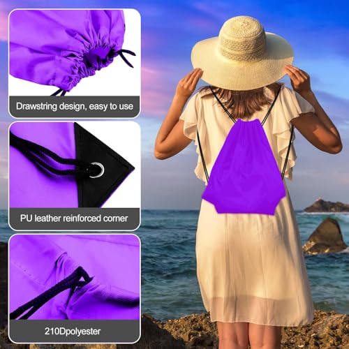 KUUQA 12 Pcs Drawstring Backpack Bags, Purple - color: Purple