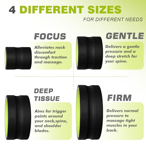 Back Roller Wheel - 4 Pack Yoga Foam Roller for Physical Therapy & Back Stretcher, Deep Tissue Massage for Pain Relief & Stretching | Green. - color: Green and Black