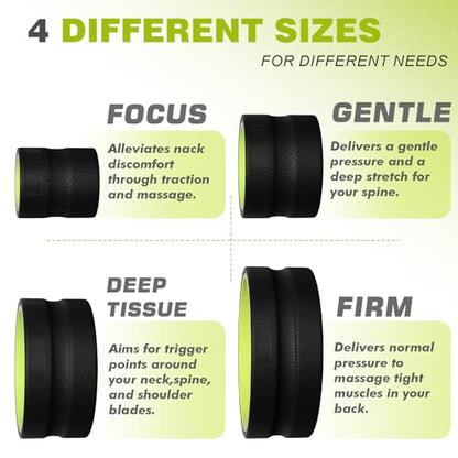 Back Roller Wheel - 4 Pack Yoga Foam Roller for Physical Therapy & Back Stretcher, Deep Tissue Massage for Pain Relief & Stretching | Green. - color: Green and Black