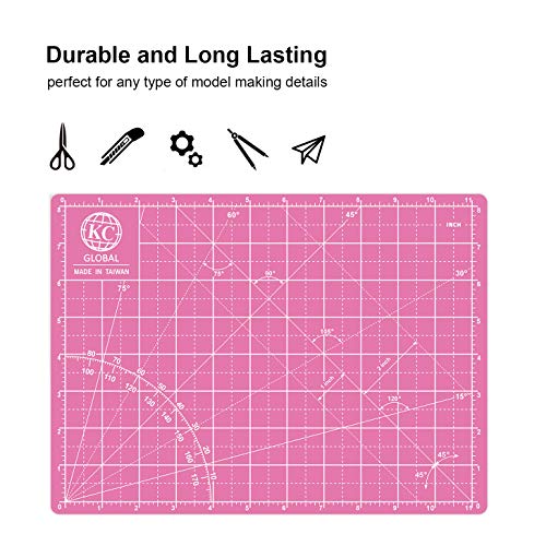 KC GLOBAL A4 (12"x9") Self-Healing Cutting Mat (Pink) - Sturdy, Reversible, Eco-Friendly, Non-Slip. Premium Desk Mat for Crafters, Quilters, and Hobbyist - color: Pink, size: 12"L x 9"W
