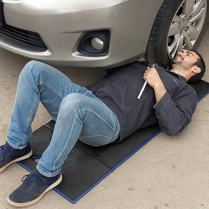 Ptwola Foldable EVA Mat with Carrying Handle, 2.5cm Thick Foam Cushion - color: Blue Border