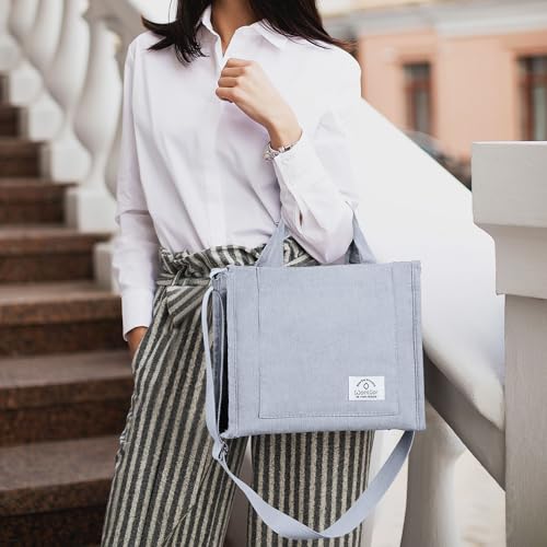 WantGor Tote Bag for Women, Corduroy Crossbody Bags Shoulder Handbag - color: Blue