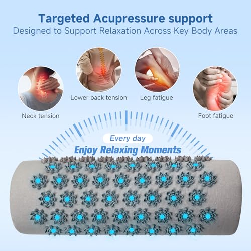 Acupressure Neck Pillow, Ergonomic Neck Support Pillow with Raised Pressure Points, Neck Rest Pillow for Home, Office, Travel, Reading, Relaxation Gift for Women & Men, Light Gray - color: Light Gray