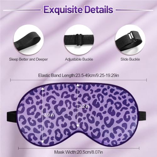Silk Sleep Mask, Blackout Eye Mask for Sleeping with Adjustable Strap | Light-blocking Blindfold for Men & Women Pressure-Free, Soft Eye Cover Eyeshade for Side Sleeper, Travel (Purple Leopard) - color: Purple Leopard
