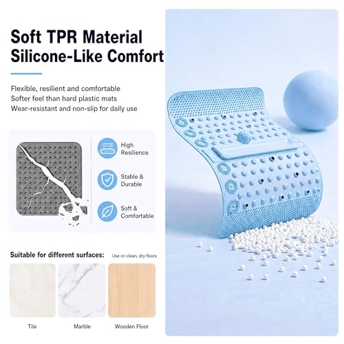 Soft TPR Extra Large Acupressure Foot Massage Mat With Removable Ball | 12 Magnets, Silicone-Like TPR, 24.4" x 15.7" Roll-Up Under Desk Foot Massager For Plantar Fasciitis And Foot Pain Relief - color: Blue