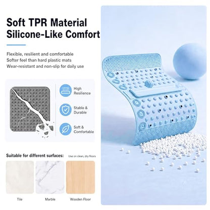 Soft TPR Extra Large Acupressure Foot Massage Mat With Removable Ball | 12 Magnets, Silicone-Like TPR, 24.4" x 15.7" Roll-Up Under Desk Foot Massager For Plantar Fasciitis And Foot Pain Relief - color: Blue