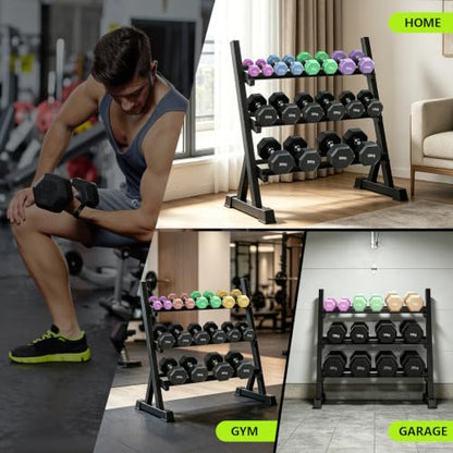 Grefinity 3 Tier Dumbbell Rack, Weight Rack for Home Gym, Stand Only