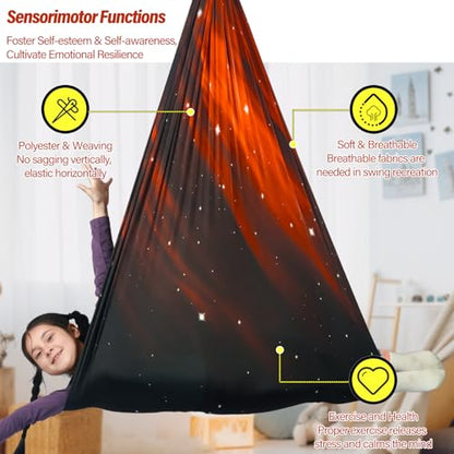Sensory Swing for Kids Holds 300lbs Therapy Cuddle Hammock Chair - color: Space Brown