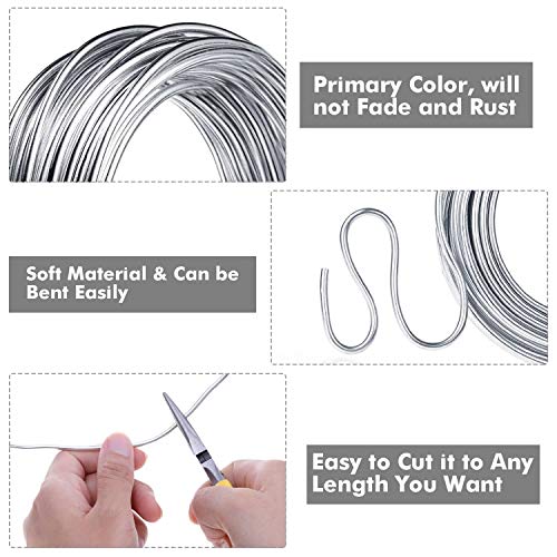 Aluminum Wire, Anezus 9 Gauge Bendable Metal Armature Aluminum Craft Wire for Wreath Making Beading Floral (Silver, 3 mm, 50 Feet/15m) - style: Silver