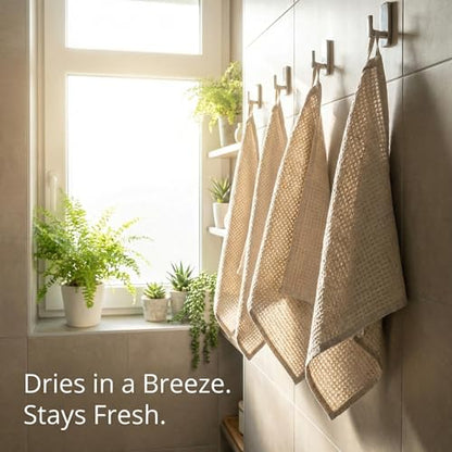 Pure Linen Washcloths for Bathroom 10x10-inch 4-Pack Waffle Weave Quick Dry - color: Natural Linen, size: Washcloths