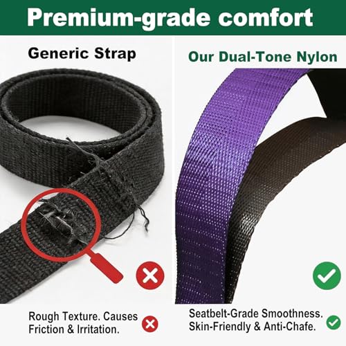 Acozycoo Stretching Strap with Loops for Leg Calf Back Physical Therapy | Non-Elastic Yoga Strap for Stretching,Stretch Band,Leg Lifter,Rehab,Knee,Hip,Pilates,Flexibility Training,Hamstring,Fascia - color: Purple
