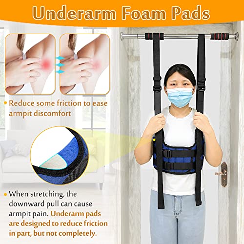 Back Stretcher, Lumbar Traction Device, Spine Decompression Belt for Pain Relief, Spinal Back Stretcher Belt, Thoracic Spinal Decompression Harness, Portable Stretching Device (Medium) - color: Blue