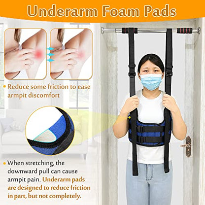 Back Stretcher, Lumbar Traction Device, Spine Decompression Belt for Pain Relief, Spinal Back Stretcher Belt, Thoracic Spinal Decompression Harness, Portable Stretching Device (Medium) - color: Blue
