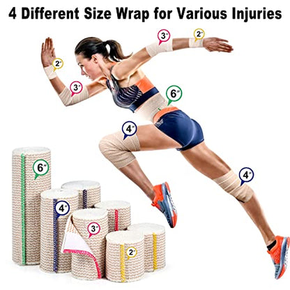 FRESINIDER Premium Elastic Bandage Wrap 4 Inch, 6 Pack, Hook and Loop - color: 6 Pack X 4 Inches