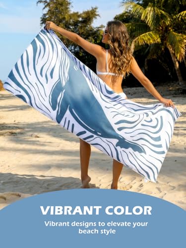 Eunzel 2 Pack Microfiber Beach Towel, Quick Dry Travel Towel Large Sand Free Towel for Beach, Camping, Swim Pool, Gym, Sports& Yoga 71"x32", Whale& Jellyfish - color: Whale& Jellyfish