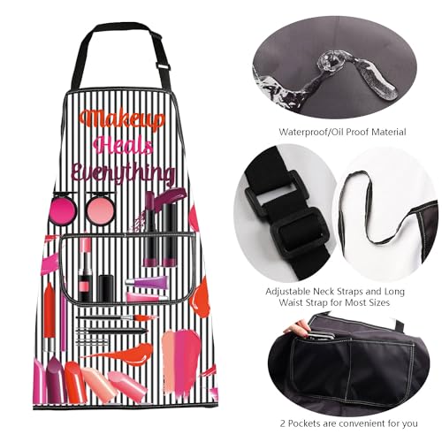 MBMSO Makeup Artist Aprons with Pockets Makeup Apron for Artist Esthetician Gift Cosmetology Student Gift Aprons - color: Makeup Heal Apron