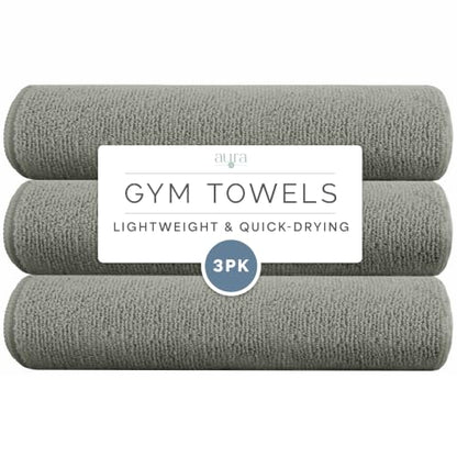 S&T INC. Microfiber Gym Towels, 3 Pack, 16" x 27", Dark Grey - color: Grey