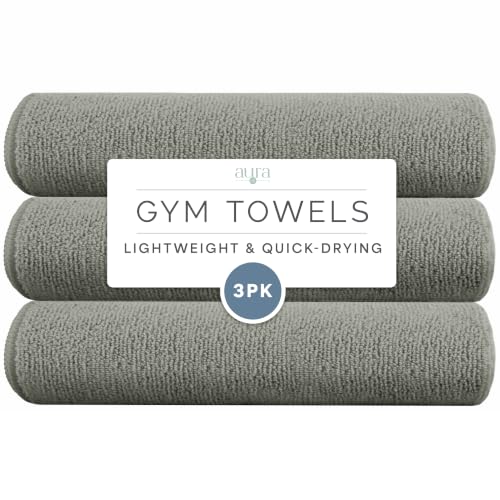S&T INC. Microfiber Gym Towels, 3 Pack, 16" x 27", Dark Grey - color: Grey