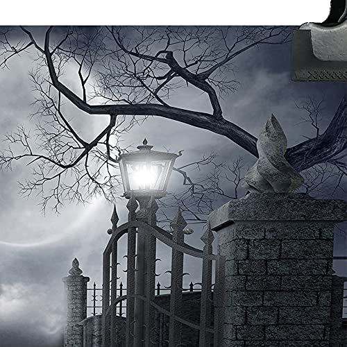 Halloween Night Full Moon Backdrop Gloomy Woods Graveyard Photography Background Horrible Cemetery Spooky Party Banner Halloween Party Decoration Photo Booth Props 10X8FT TP17H - size: 10X8FT