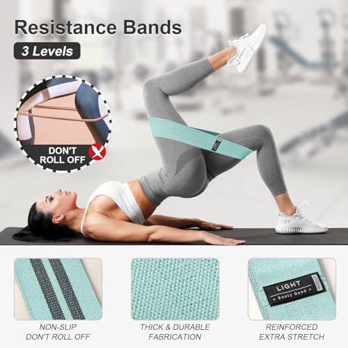 Booty Bands Set, Resistance Bands for Working Out, Exercise Bands for Women and Men Legs and Butt, Stretch Bands for Pilates, Yoga Starter Set - color: 밝음.