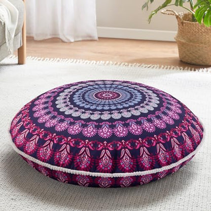Codi 32 Inch Round Floor Pillow, Large Meditation Pouf Cushion , Memory Foam Stuffer Circle Throw Pillows - (Purple Orchid, 1 Count (Pack of 1)) | Oversized round seating for yoga & zen, Supportive shredded memory foam filling, Removable machine washable