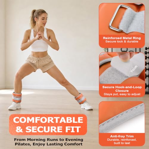 Fragraim Adjustable Ankle Weights for Women and Men, 1 Pair (2–10 lbs) - color: Orange