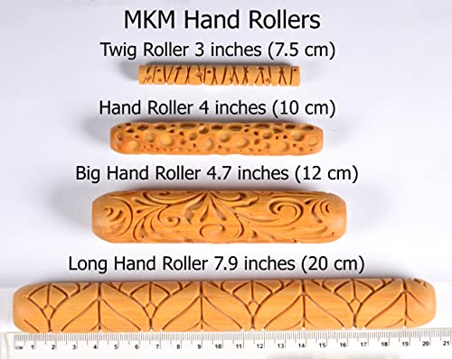 MKM Pottery Tools Wood Big Hand Rollers for Clay (BHR-147 Coneflowers) - color: BHR-147 Coneflowers