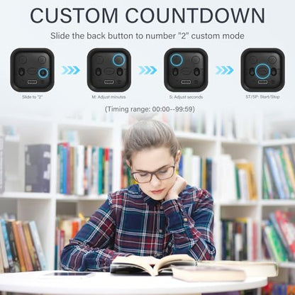 Rotating Productivity Timer 5/25/10/50, Desk Flip Timer, ADHD Tool - color: Black