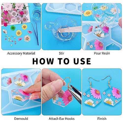 54 Pcs Epoxy Resin Jewelry Molds for Beginners, Moldes De Silicona para Resina for Earrings Pendants Necklaces Keychains Making, Variety Silicone Casting Mould with Hole for Boho Art Crafts - color: 54pcs Jewelry Molds