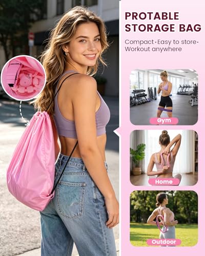Pilates Kit, 24 in 1Home Pilates Workout Kit for Women, Pilates Equipment with 13" Pilates Ring and Ball, Starter Home Workouts - color: Pink
