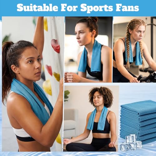 Honoson 30 Pack Cooling Towels for Neck and Face, 27 x 16 in, Light Blue - color: Light Blue